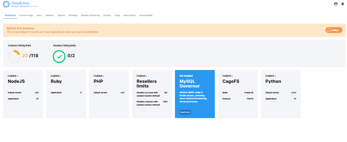 CloudLinux Dashboard
