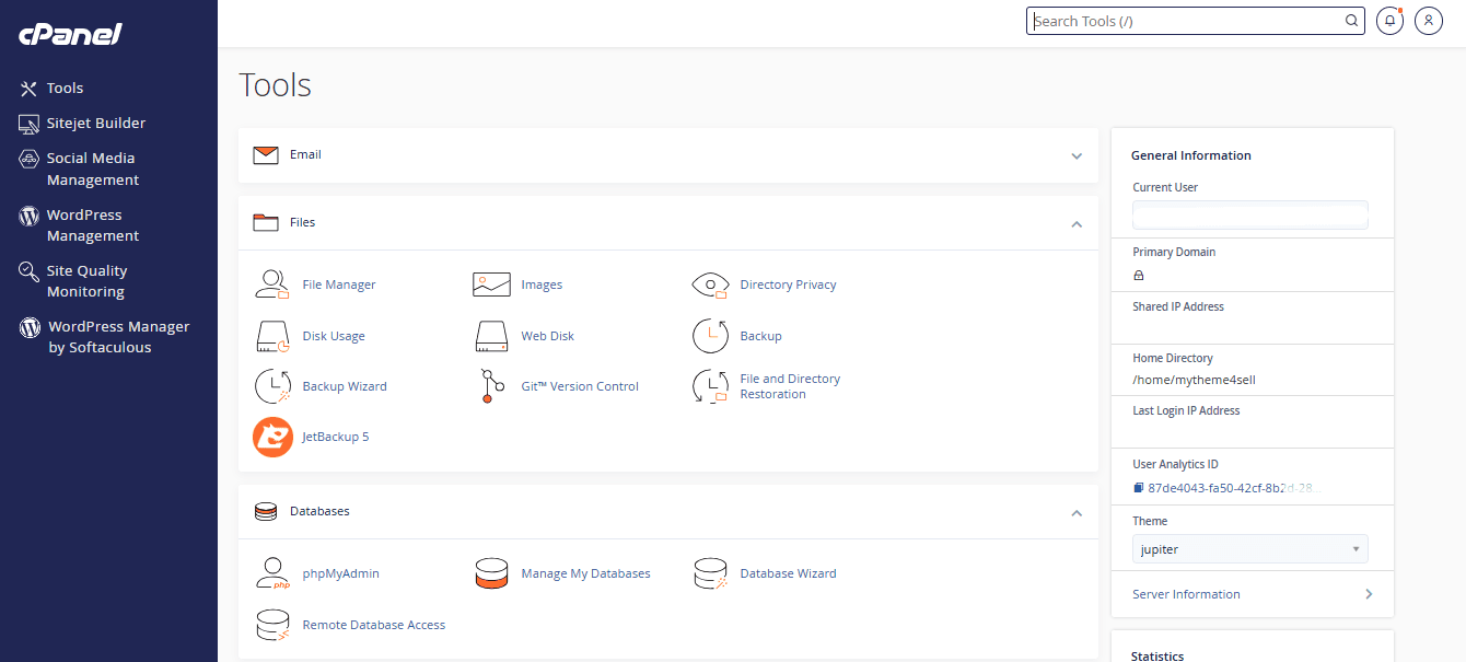cPanel Dashboard